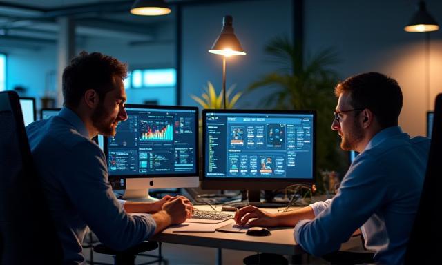 AutoRent AG Mitarbeiter vor Computern mit Vignette-Shop